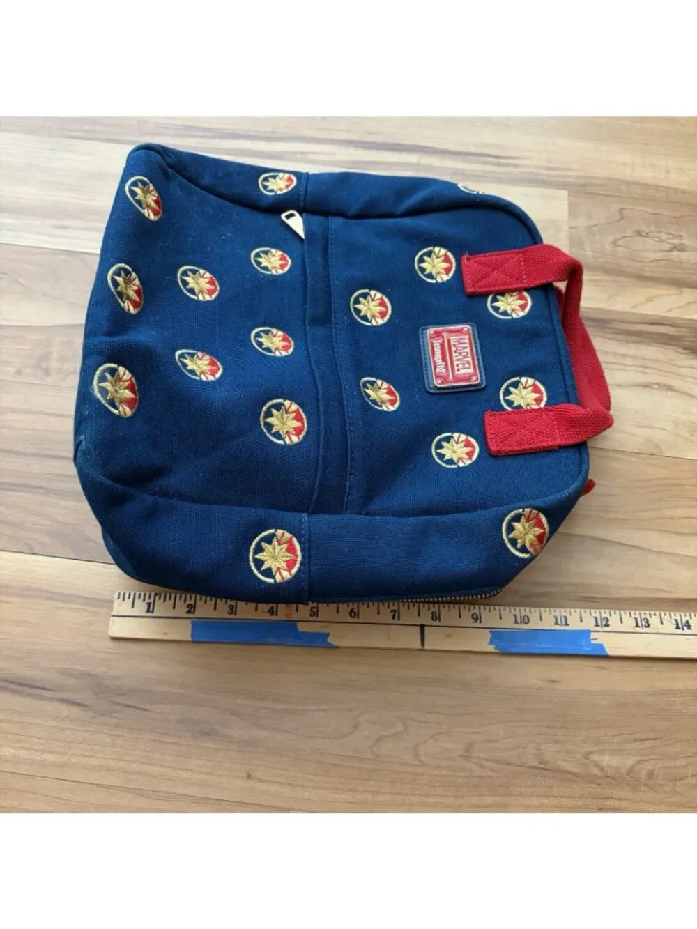 Disney Parks Loungefly Captain Marvel Canvas Mini Backpack Blue Red